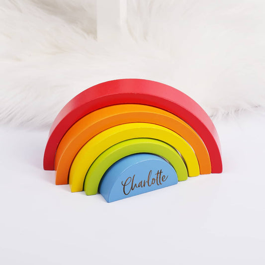 Gravierte Holzbausteine Regenbogen