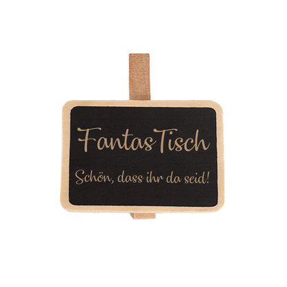Tischnummer als Holztafel mit Wunschtext für Hochzeiten, Geburtstage & Feiern