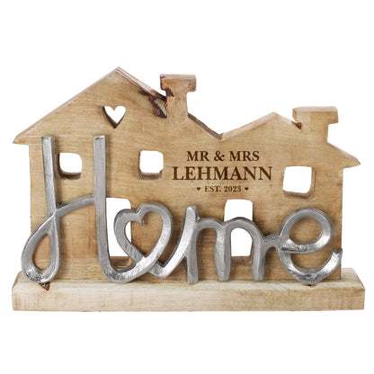 Große Holzskulptur - Home - als Hochzeitsgeschenk mit Gravur