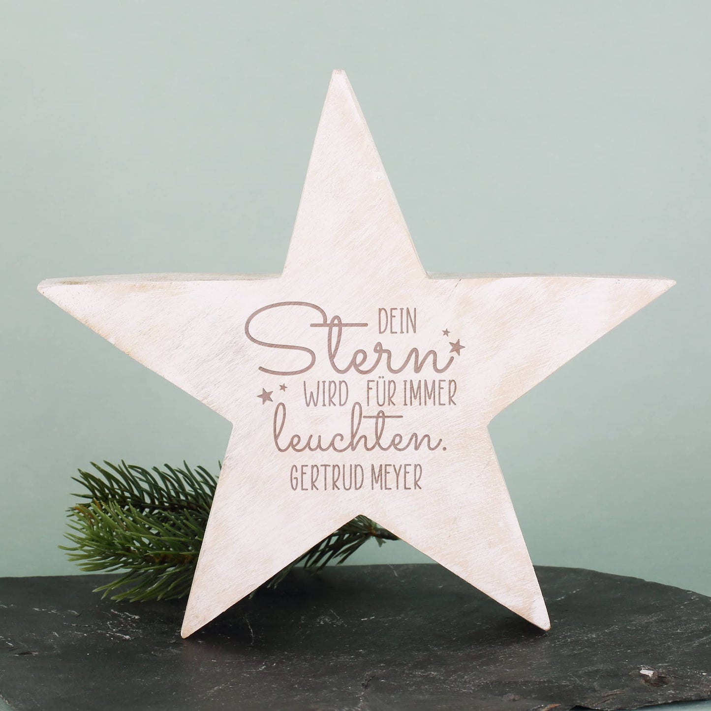 Stern aus Holz als Trauergeschenk