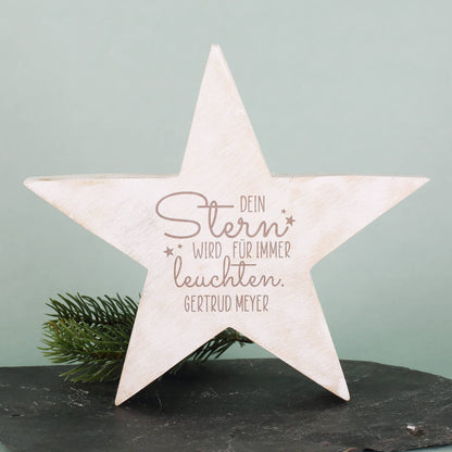 Stern aus Holz als Trauergeschenk