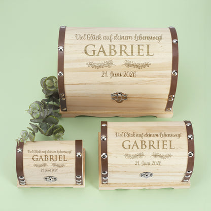 Schatztruhe mit Wunschtext für Geldgeschenke