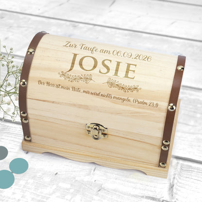 Schatztruhe zur Hochzeit, Jugendweihe, Kommunion und anderen Anlässen | Wunschtext & Zweige | 3 Größen