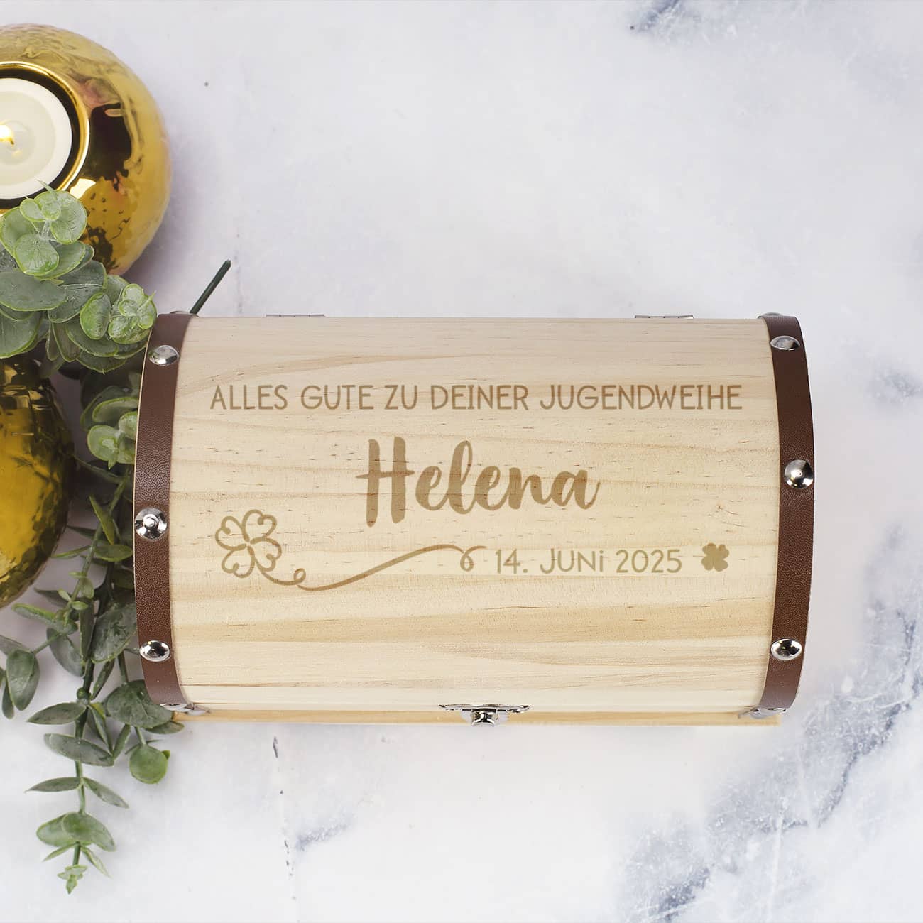 Schatztruhe zur Jugendweihe mit Name & Datum graviert, 3 Größen auswählbar