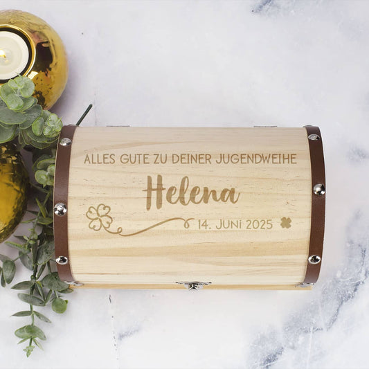 Schatztruhe zur Jugendweihe mit Name & Datum graviert, 3 Größen auswählbar