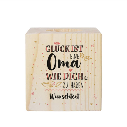 Holz Teelicht für Omas mit Spruch und Wunschtext