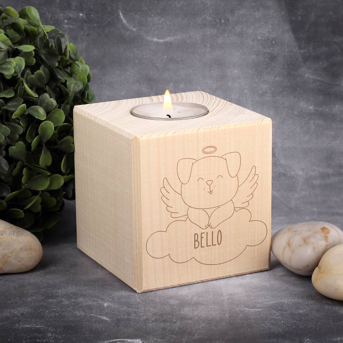 Personalisiertes Holz Gedenklicht für Hunde mit Name