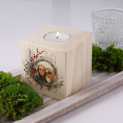 Moderner Kerzenhalter mit Teelichteinfassung und Ihrem Lieblingsbild bedruckt