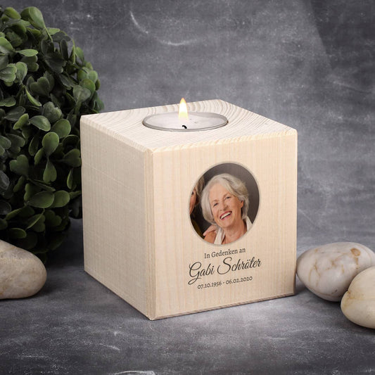Gedenk Kerze für Teelichter mit Foto