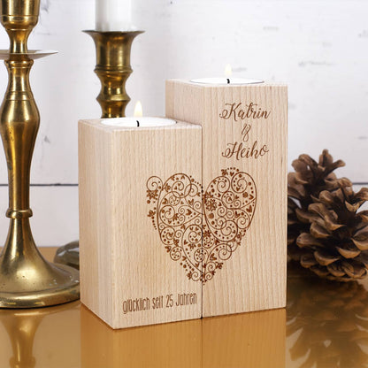 Teelichthalter aus Holz zur Hochzeit