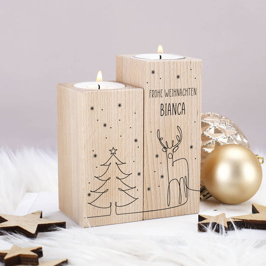 Personalisierter Teelichthalter bedruckt mit Text nach Wunsch