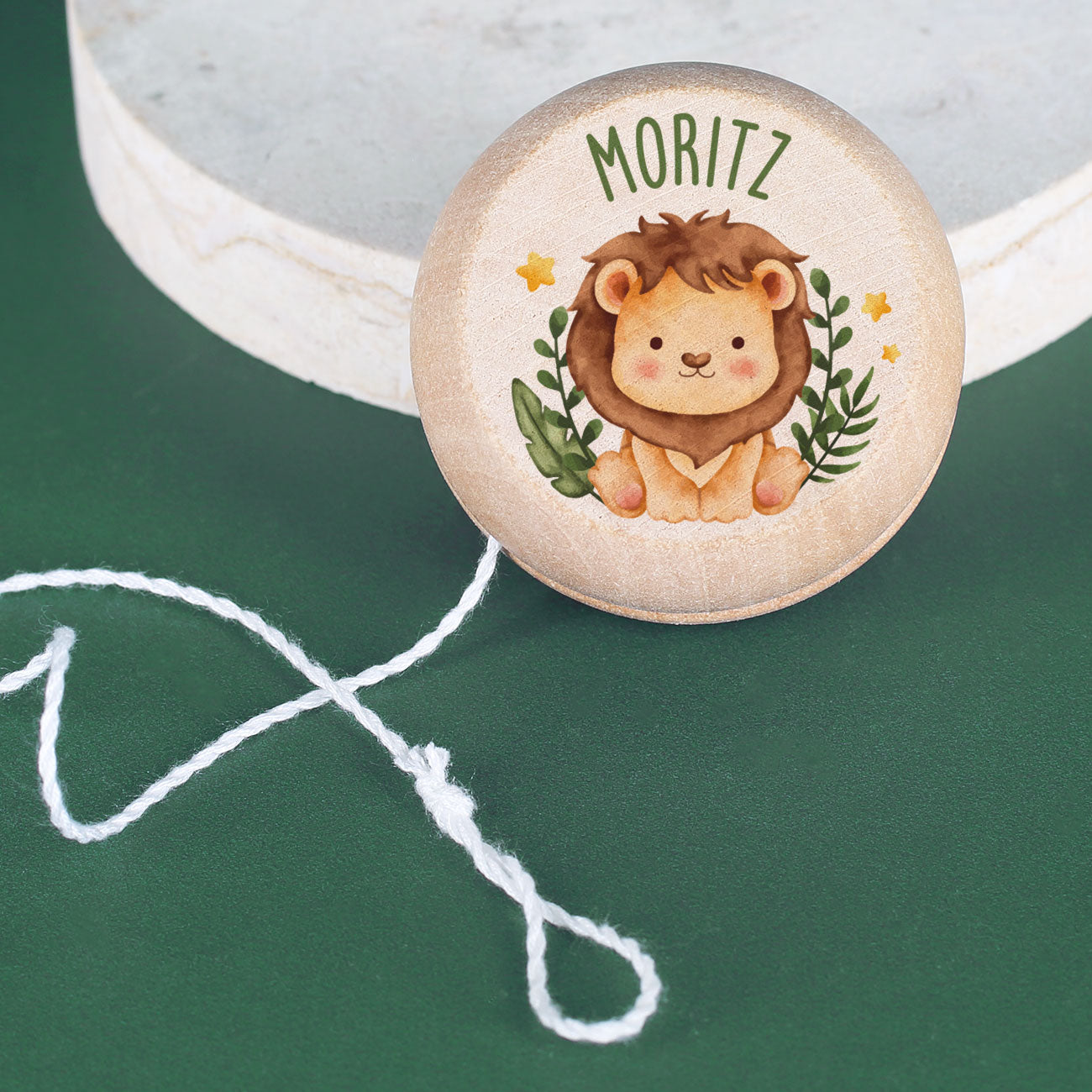Bedrucktes Holz-Jojo mit niedlichem Löwen