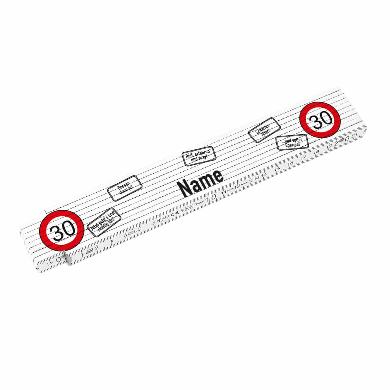 Zollstock zum 30. Geburtstag mit Wunschnamen