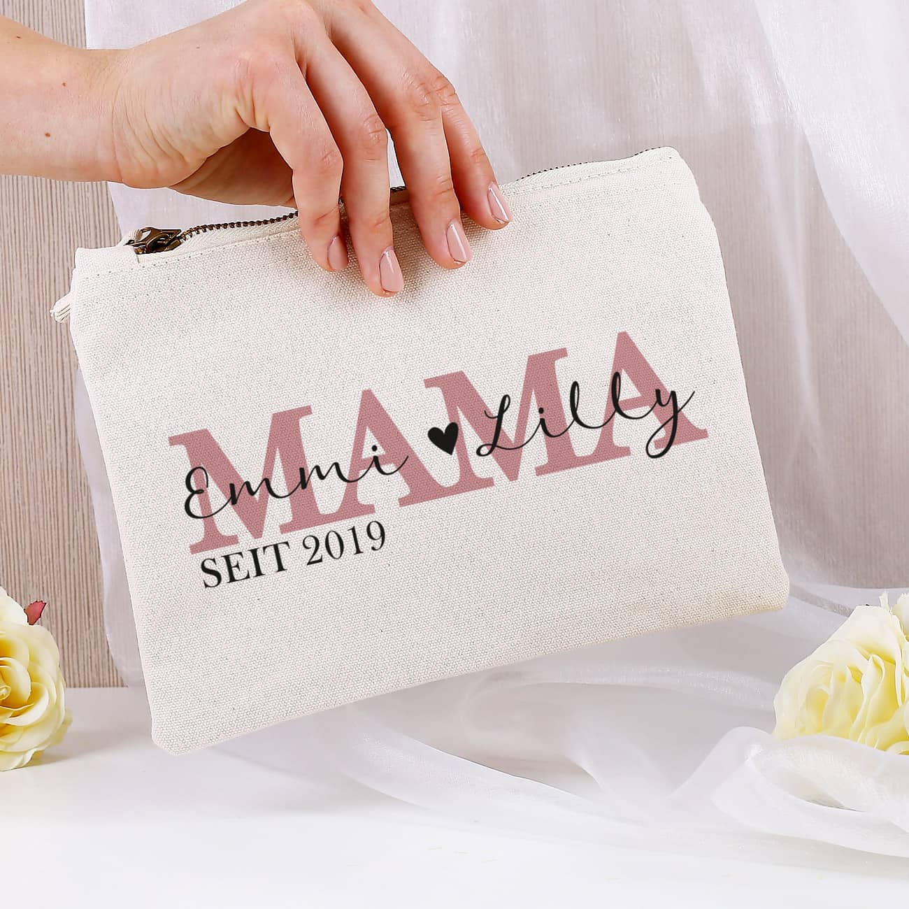 Bedruckte kleine Tasche als Geschenk zum Muttertag