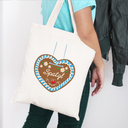 Baumwollbeutel mit Lebkuchenherz Motiv als Tasche für Volksfest und Bierfest