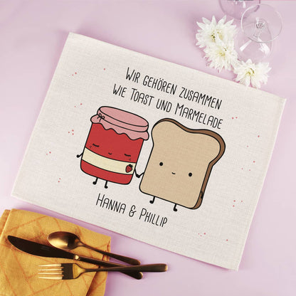 Platzdeckchen mit romantischem Motiv und Namen personalisiert