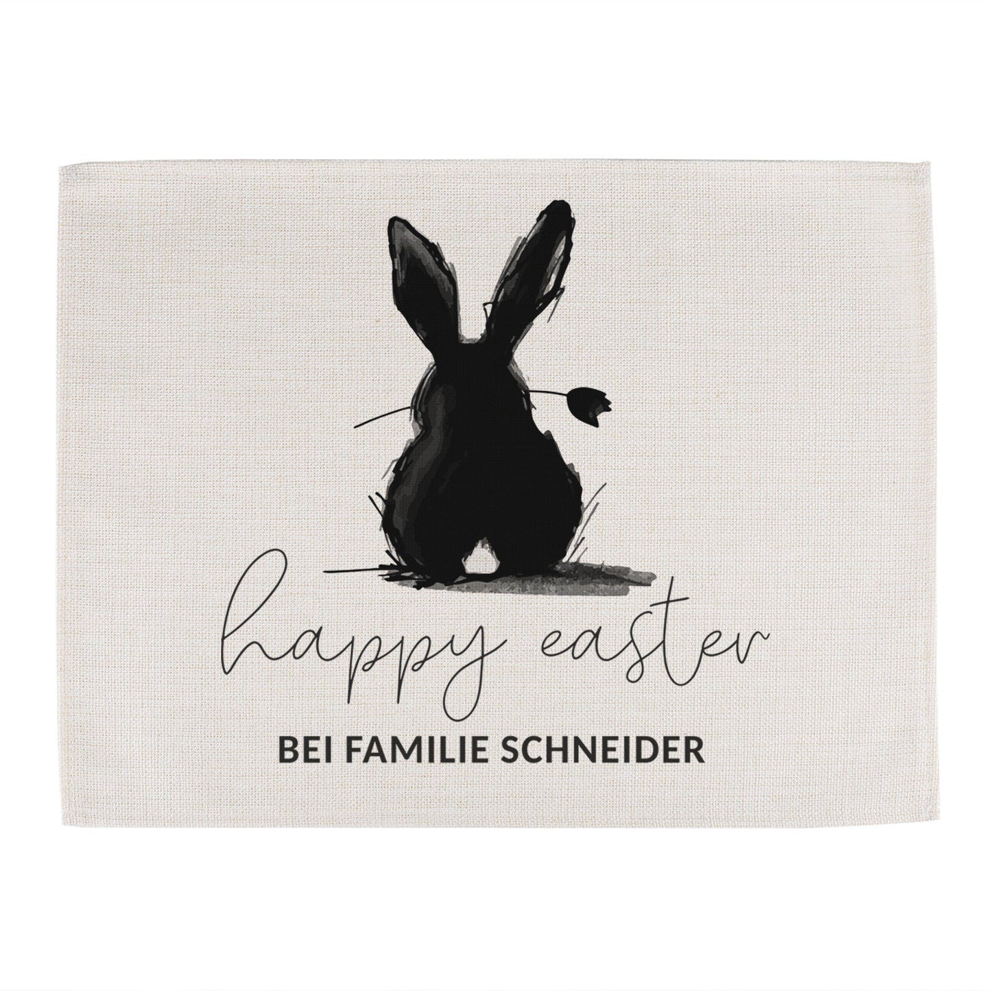 Happy Easter - Platzdeckchen aus Baumwollgewebe mit Hase und Name