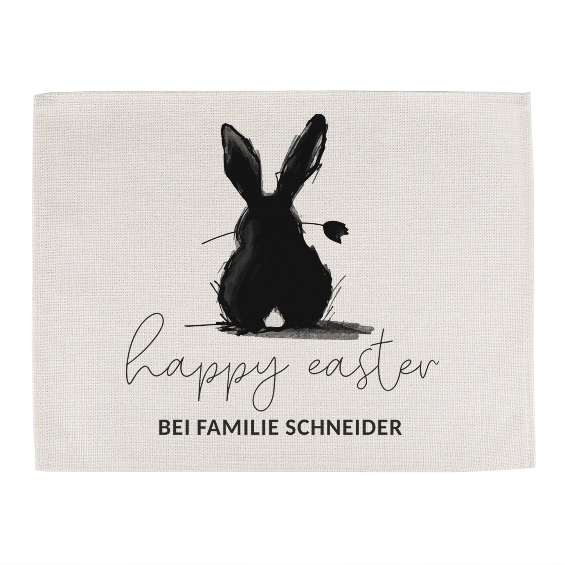 Happy Easter - Platzdeckchen aus Baumwollgewebe mit Hase und Name