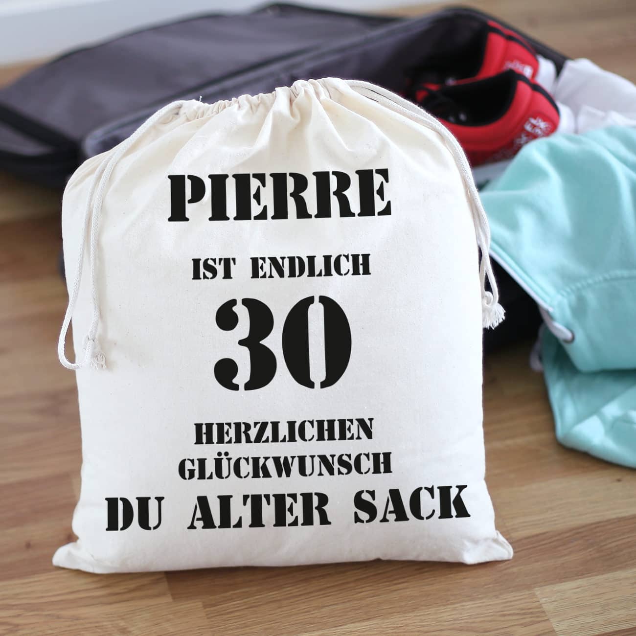 Alter Sack Baumwollbeutel mit Wunschname