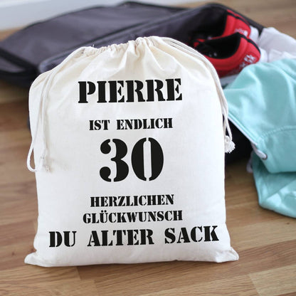 Alter Sack Baumwollbeutel mit Wunschname