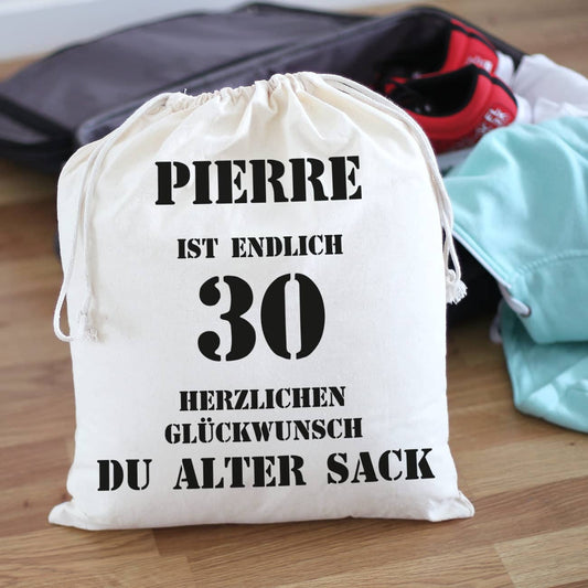 Alter Sack Baumwollbeutel mit Wunschname