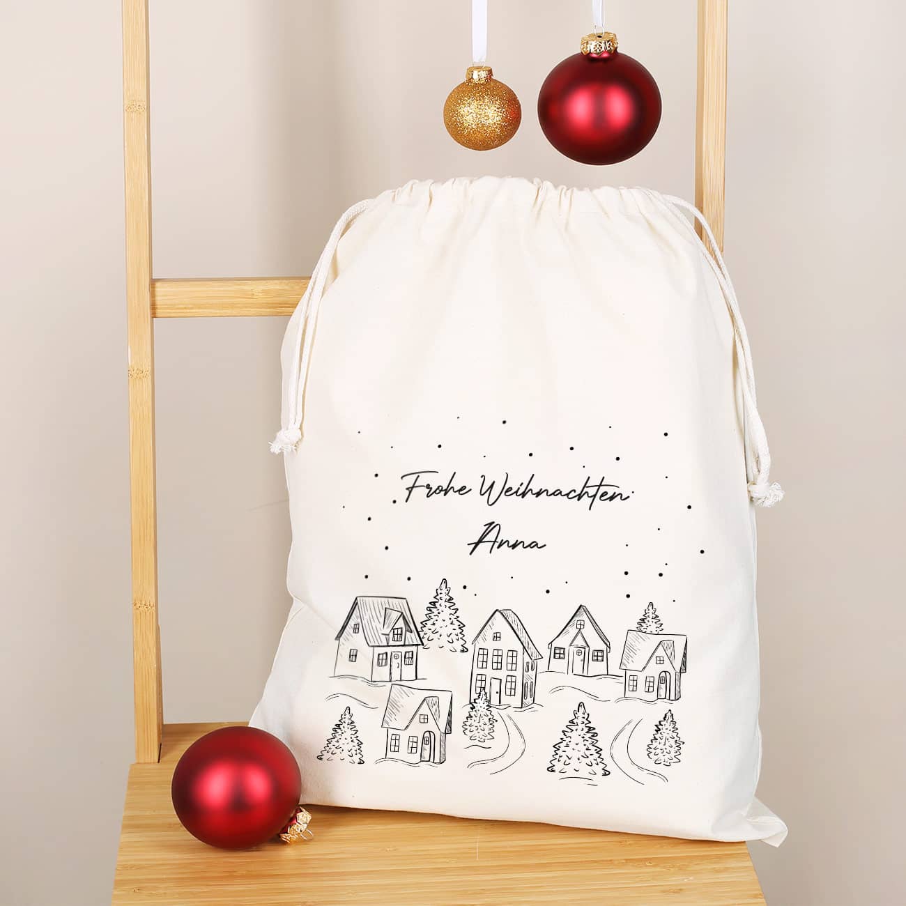 Geschenksack zu Weihnachten mit Name bedruckt