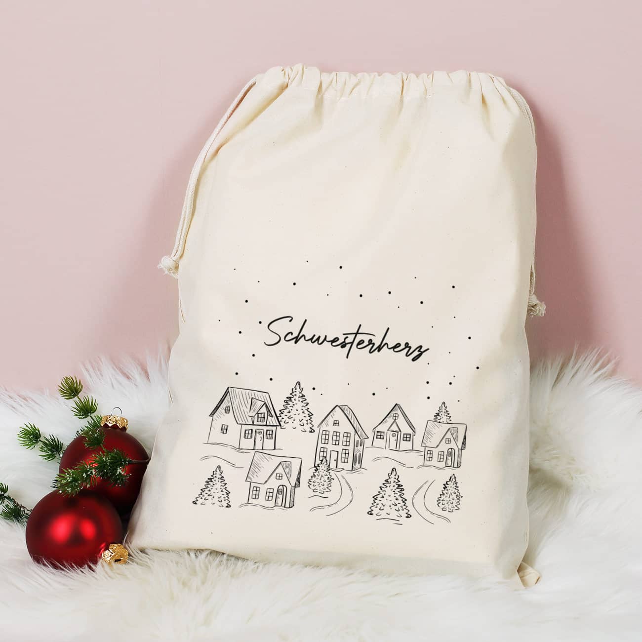 Geschenksack zu Weihnachten mit Name bedruckt
