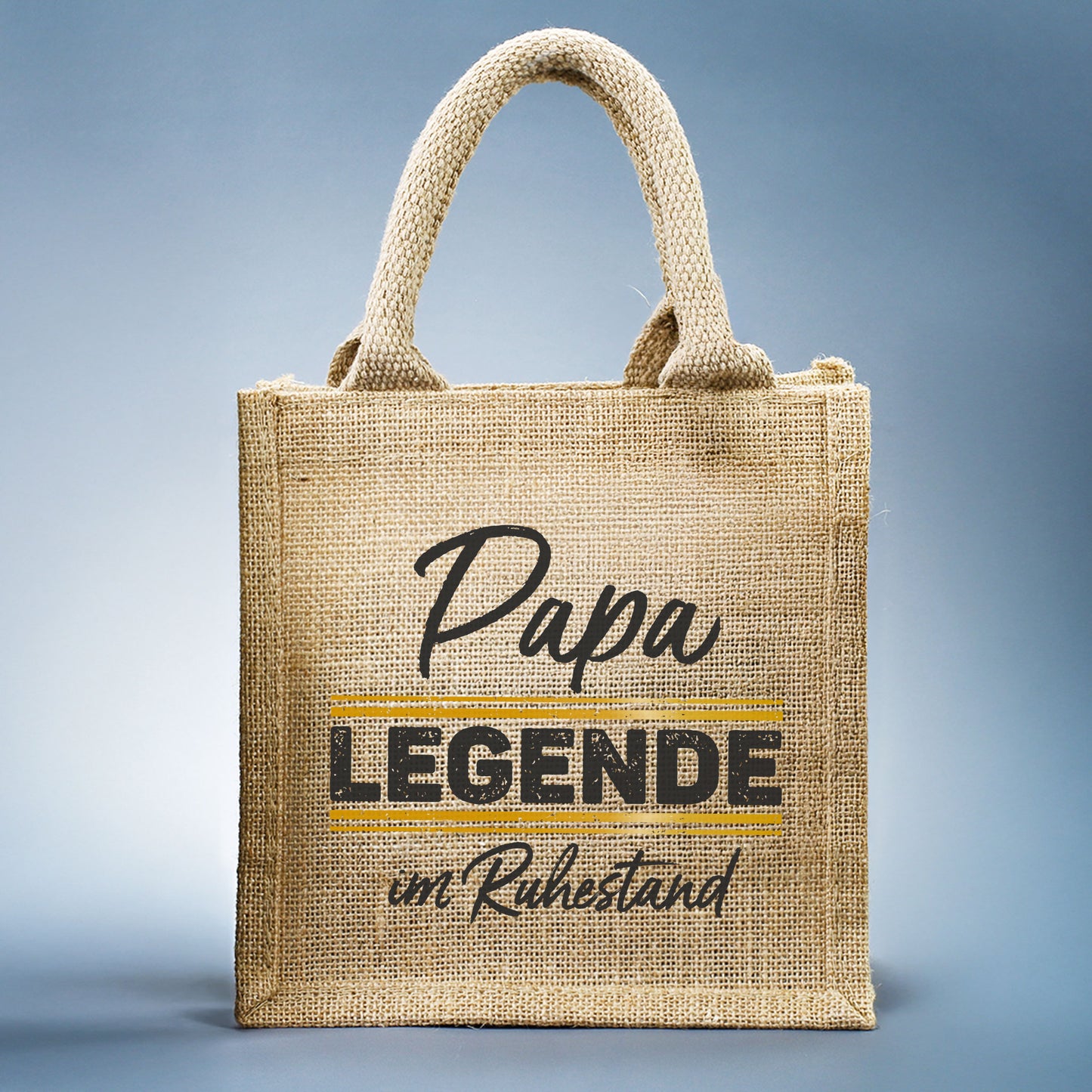 Personalisierte Geschenktasche aus Jute „Legende in Rente“ mit Wunschname