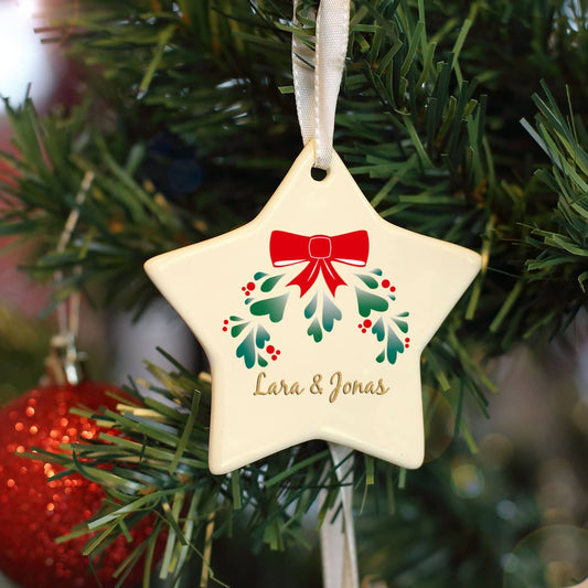 Keramikstern mit Weihanchtsmotiv und Namen Ihrer Wahl