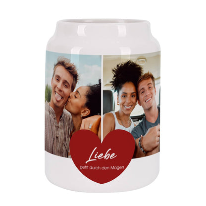 Besteckhalter mit zwei Bildern, einer Form und Farbe Ihrer Wahl und zwei Zeilen Wunschtext bedruckt