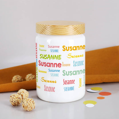 Keramik Vorratsdose mit Holzdeckel