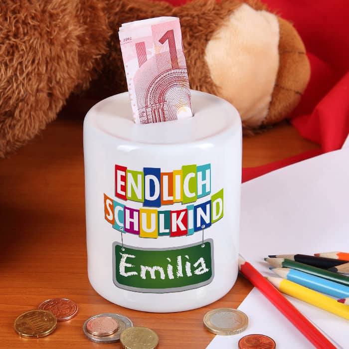 Persönliche Spardose zur Einschulung