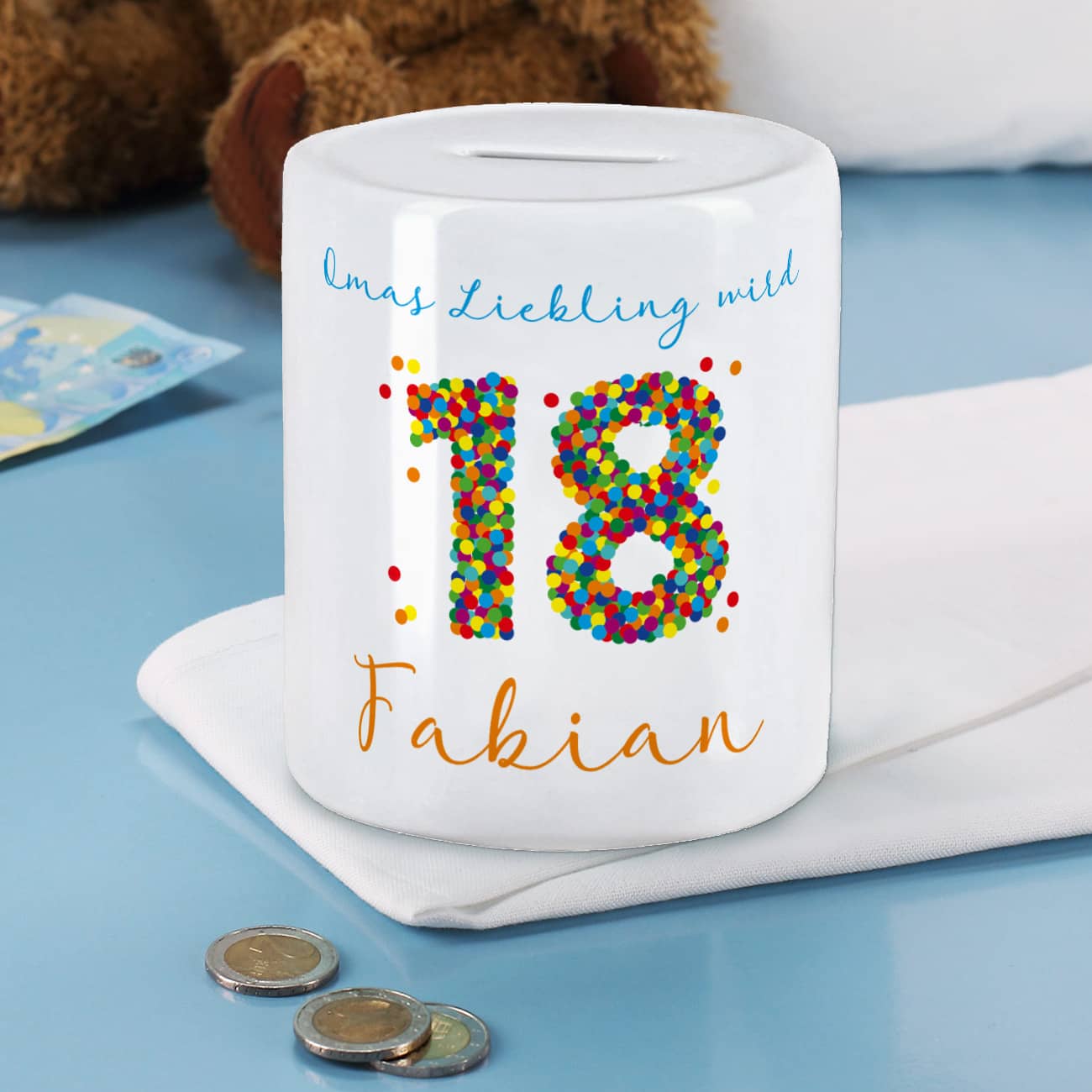 Geldgeschenk - Spardose zum 18. Geburtstag