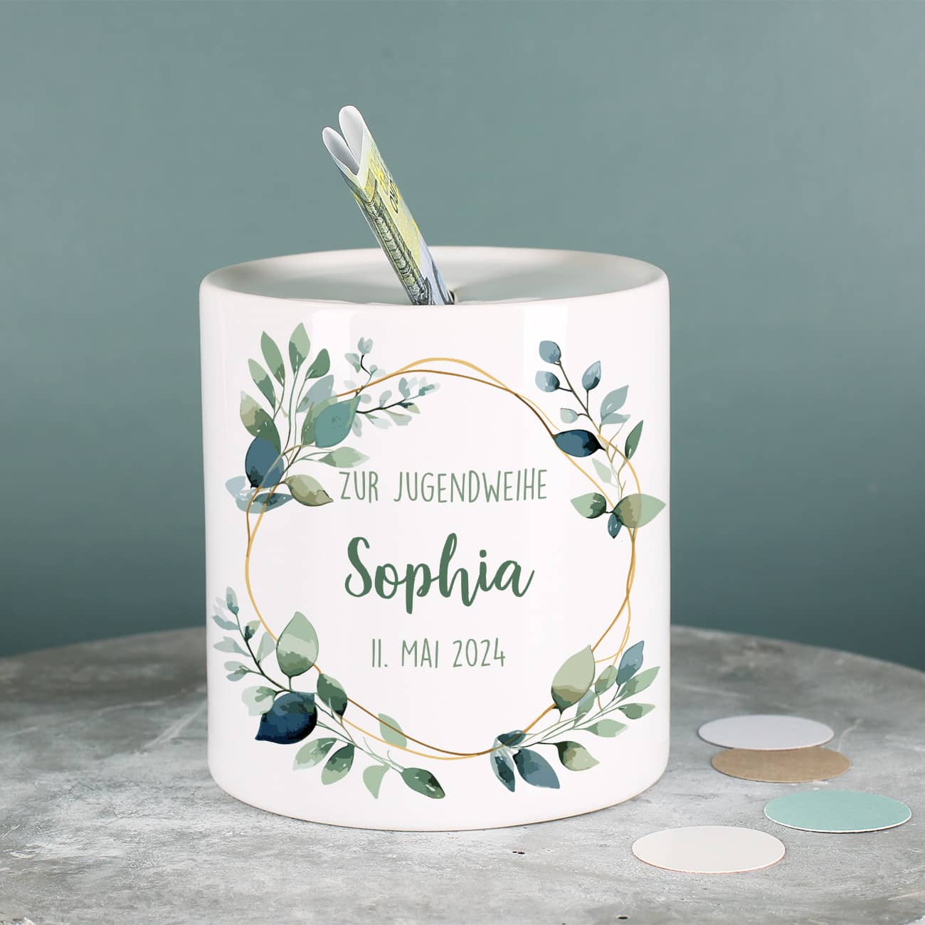 Mit Name & Datum nach Wunsch personalisiert