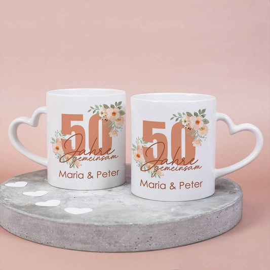 50 Jahre gemeinsam - Paartassen zur Goldhochzeit mit Namen