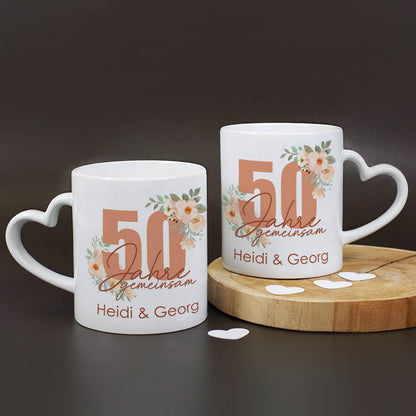 50 Jahre gemeinsam - Paartassen zur Goldhochzeit mit Namen