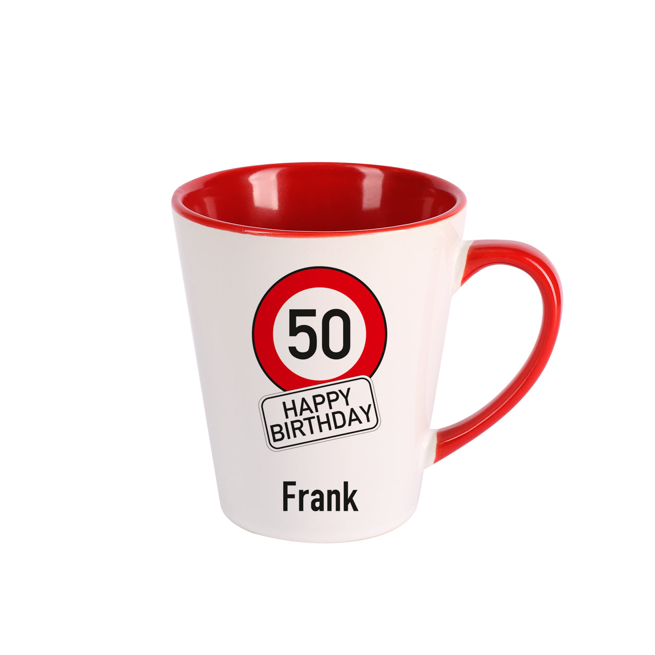 Tasse zum Geburtstag mit Verkehrszeichen, Wunschname & Alter
