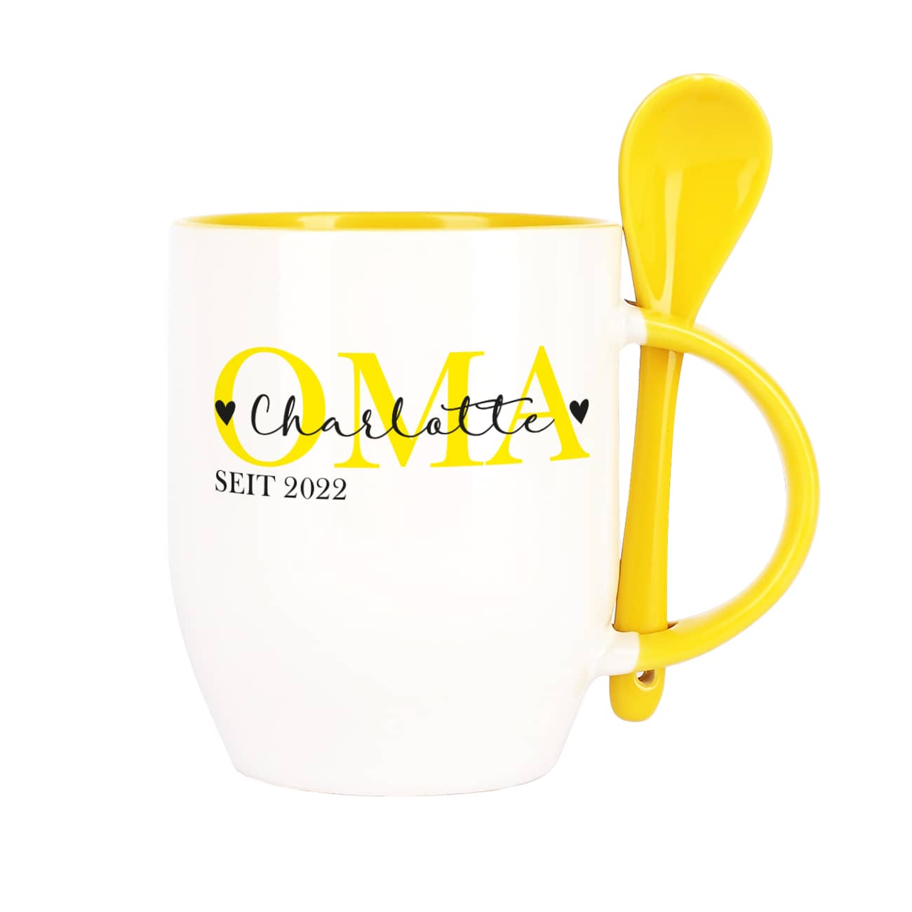 Löffeltasse mit personalisiertem Druck für Oma