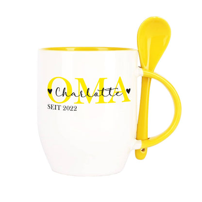 Löffeltasse mit personalisiertem Druck für Oma