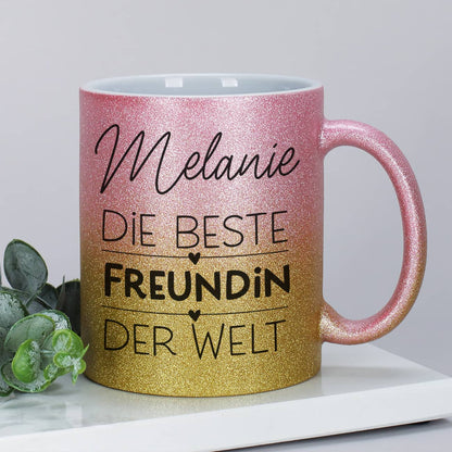 Glitzertasse für die beste Freundin, Kollegin oder Schwester der Welt