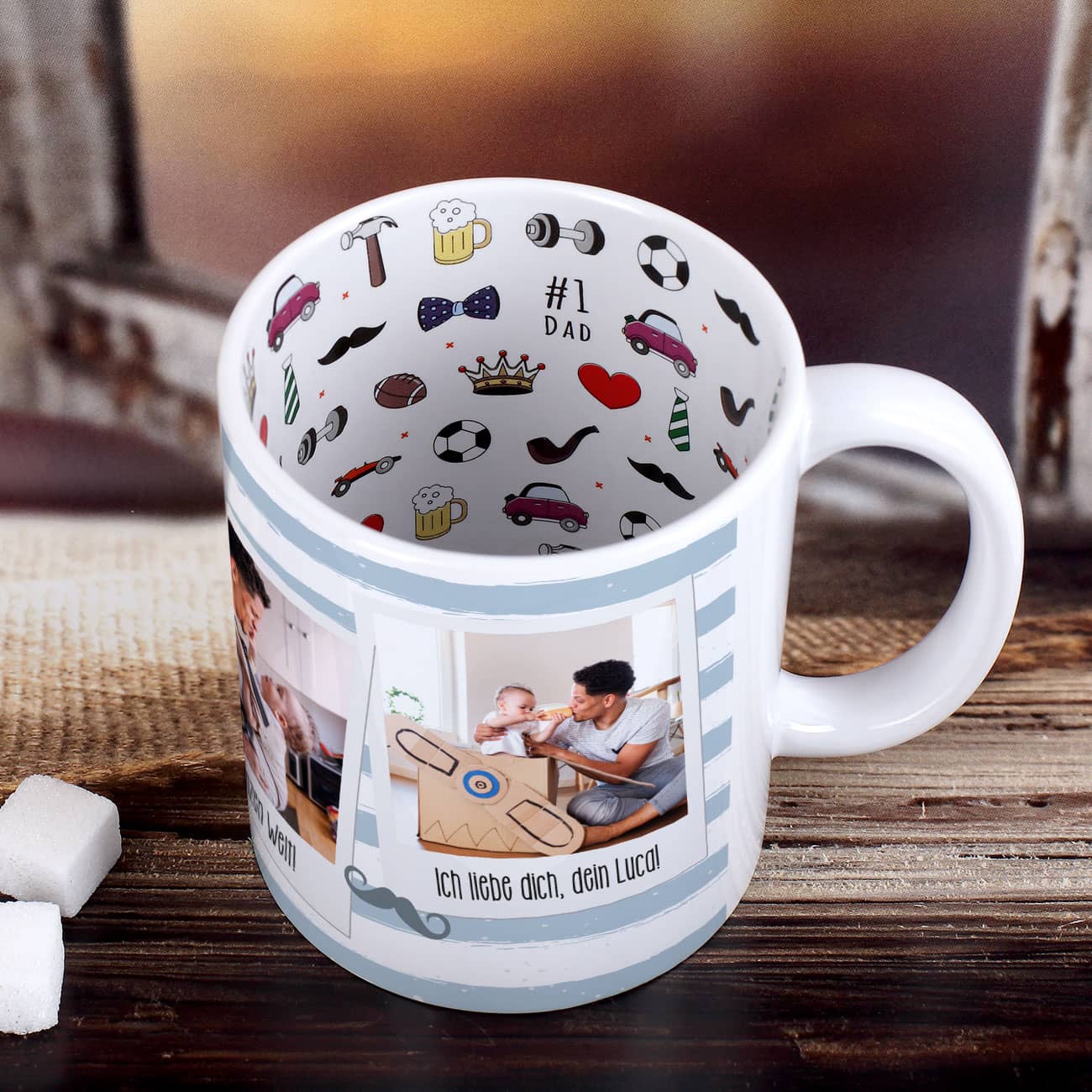 Innen und außen bedruckte Polaroid Tasse für den besten Papa