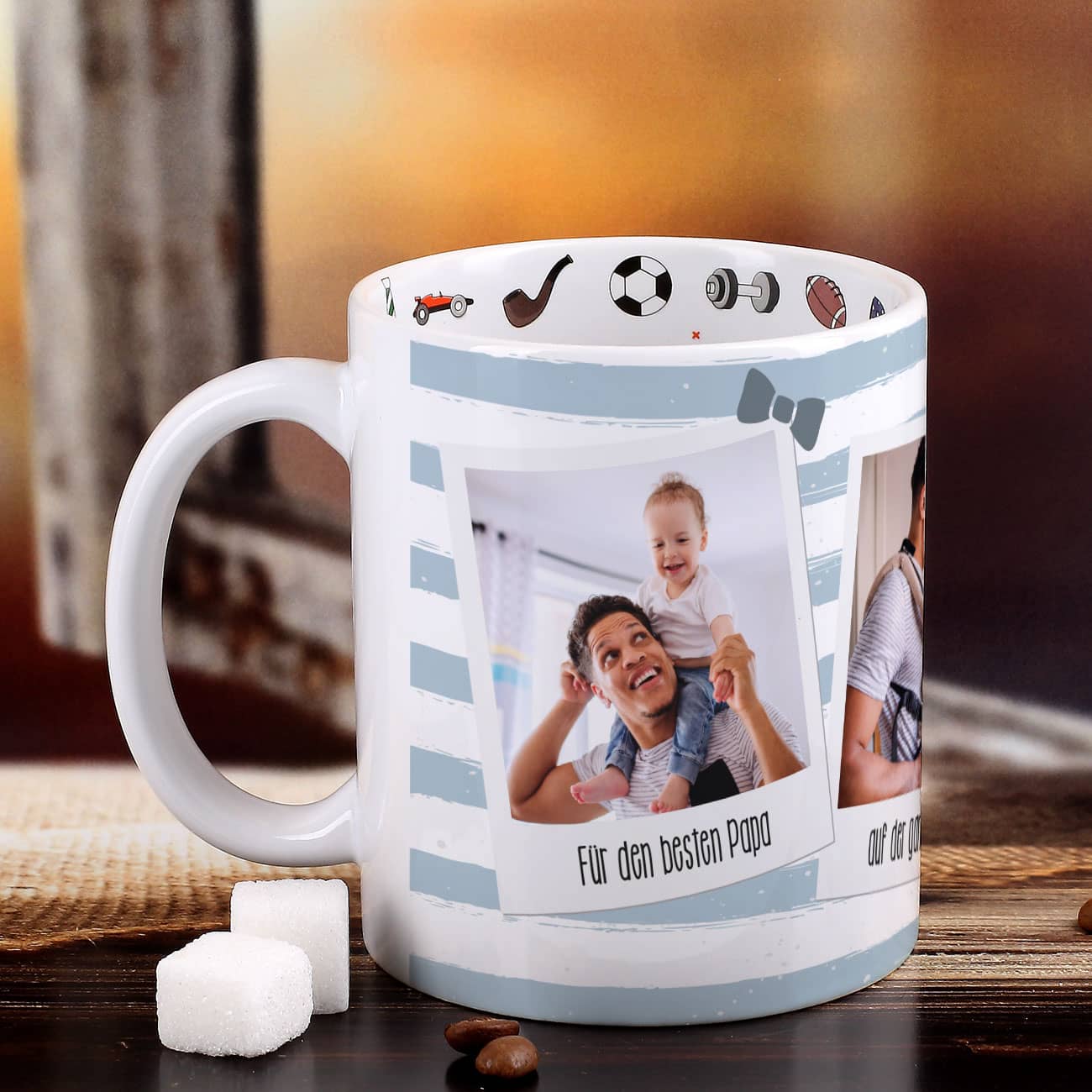Weiße Keramiktasse mit Fotoaufdruck