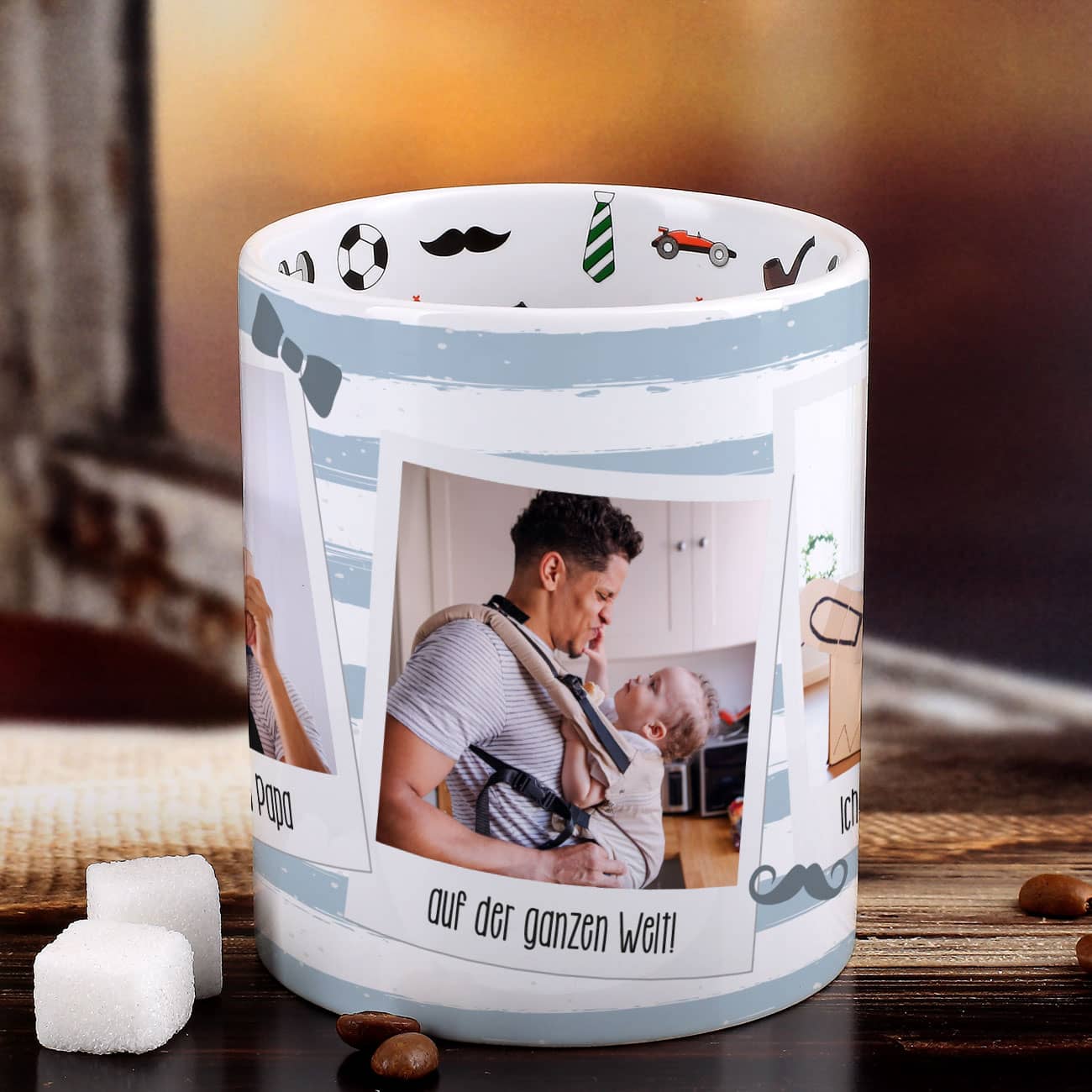 Umlaufend mit 3 Fotos bedruckt