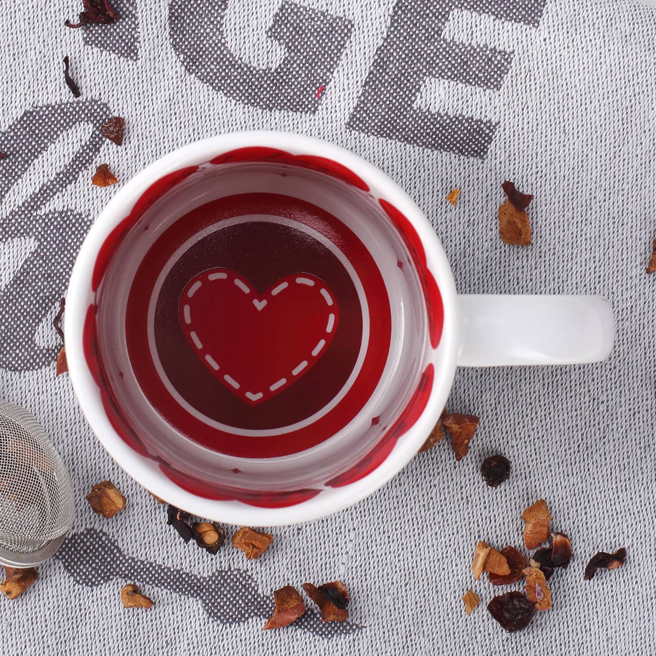 innen mit Herzen und Ich liebe dich bedruckt