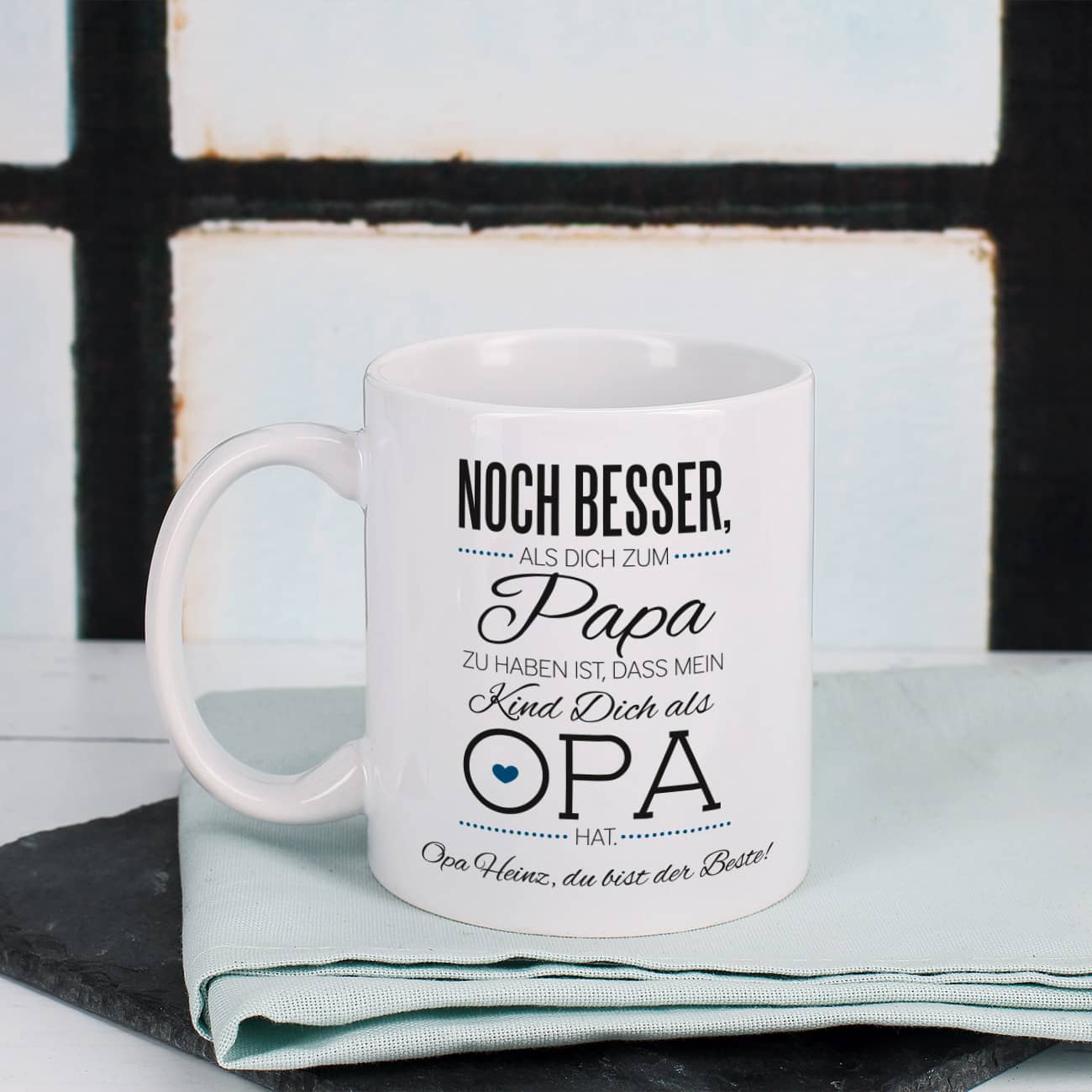Bedruckte Tasse zum Vatertag mit Spruch