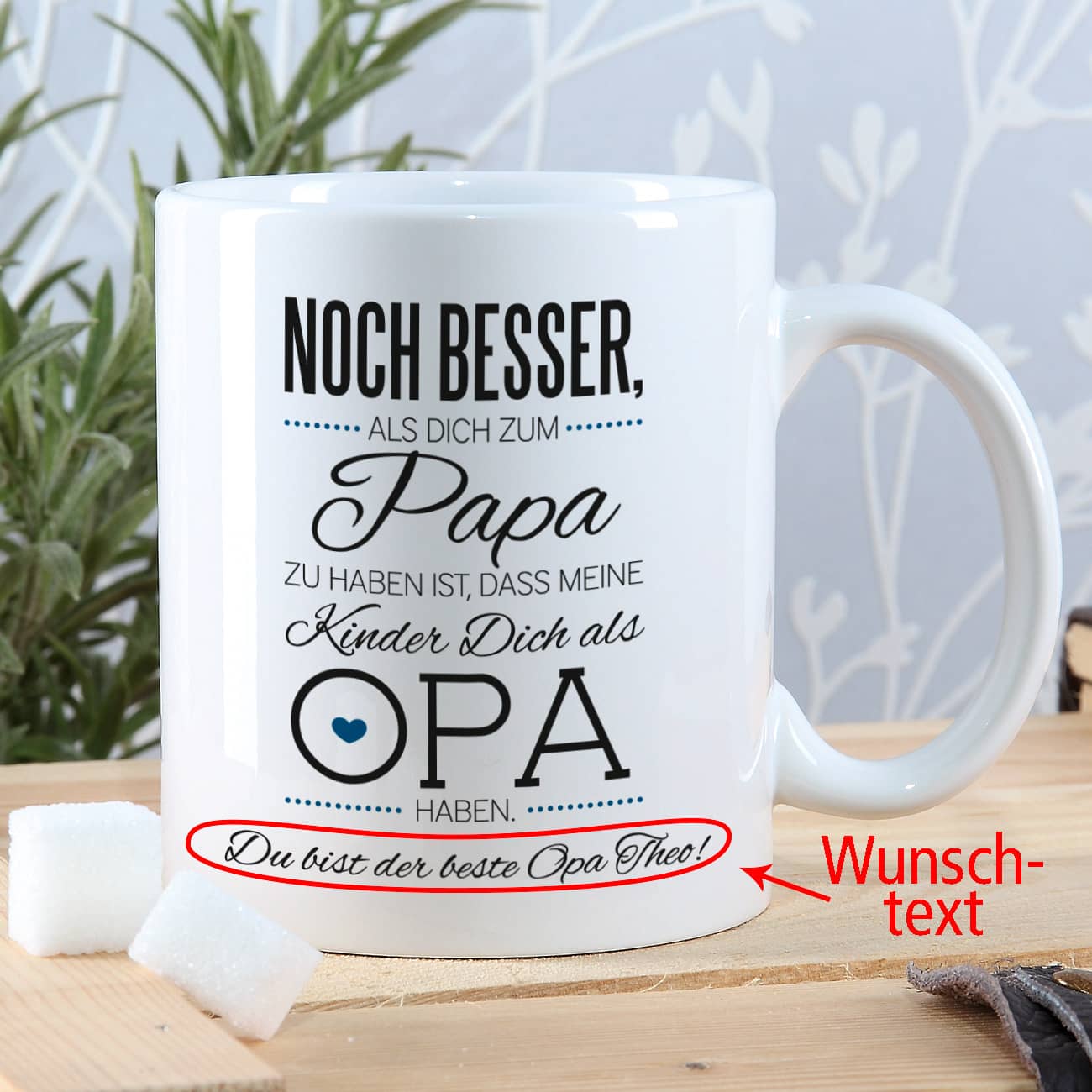 Tasse mit festen Spruch und Ihren Wunschtext darunter