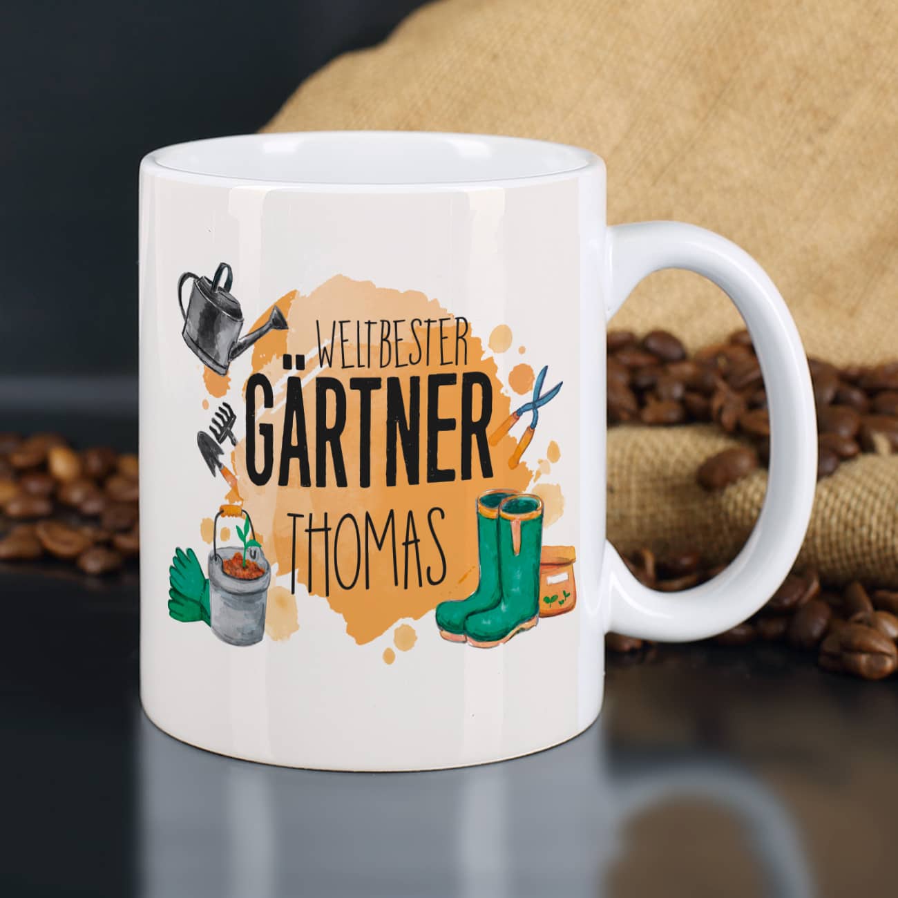Tasse mit Name für den weltbesten Gärtner