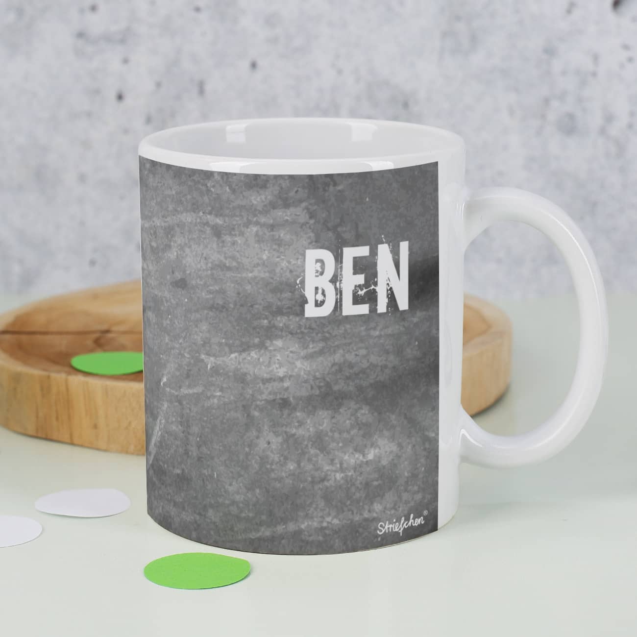 Fußball-Tasse in grau mit Name