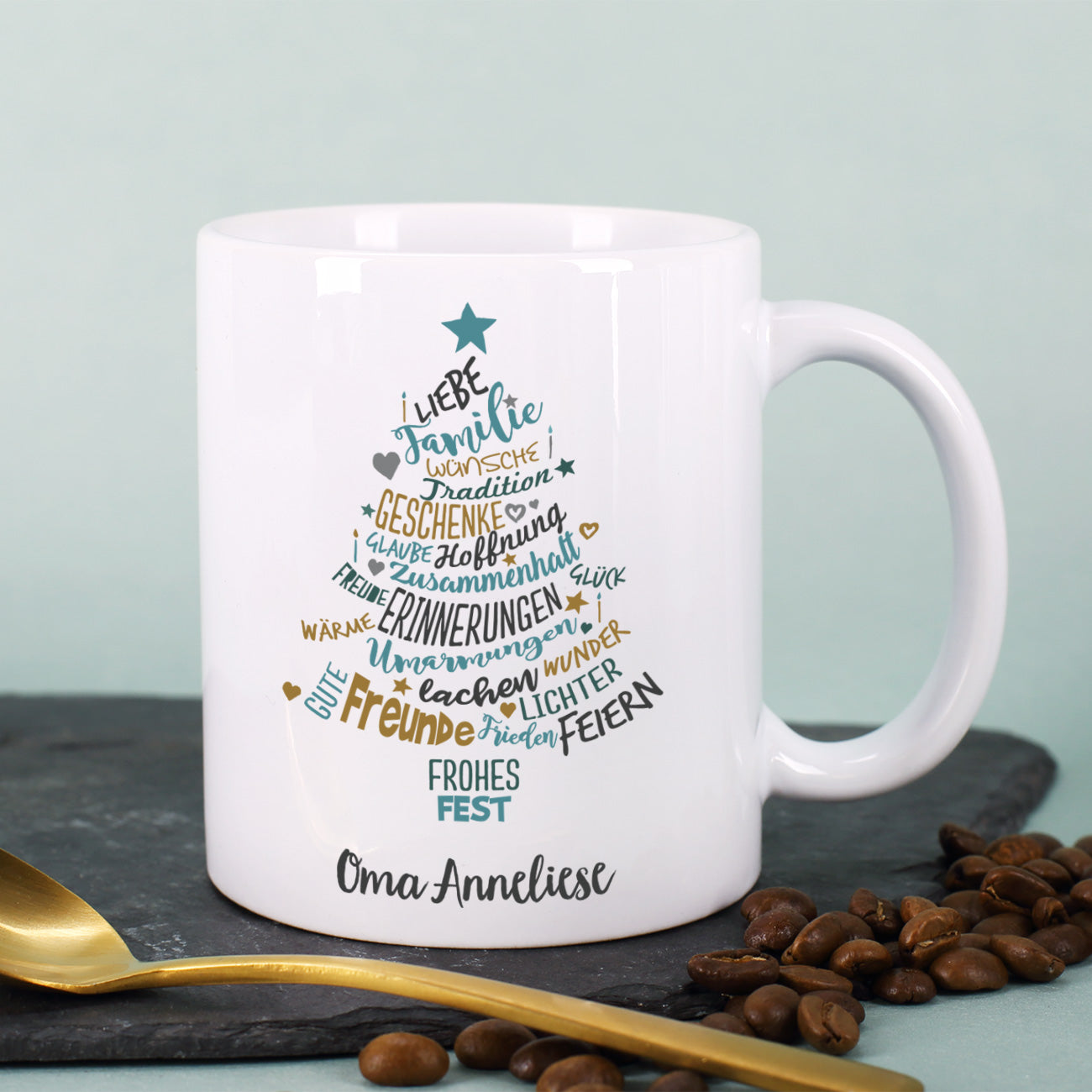 Weihnachtstasse mit Ihrem persönlichen Wunschtext