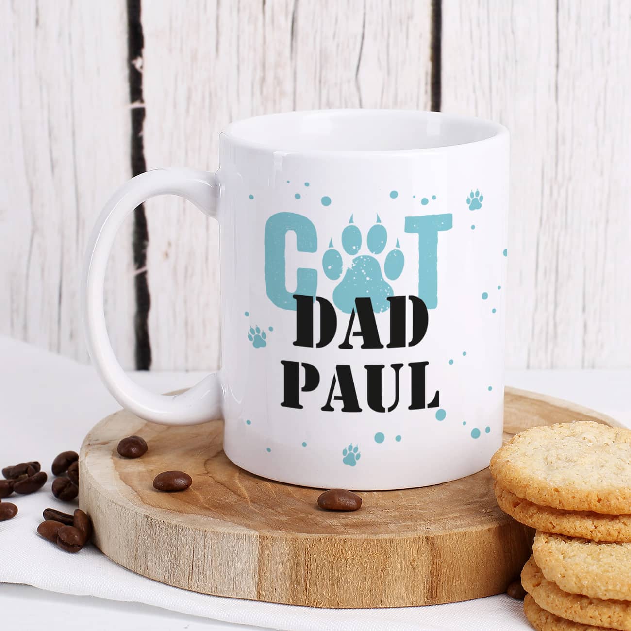 Cat Dad - Keramiktasse mit Ihrem Wunschnamen bedruckt